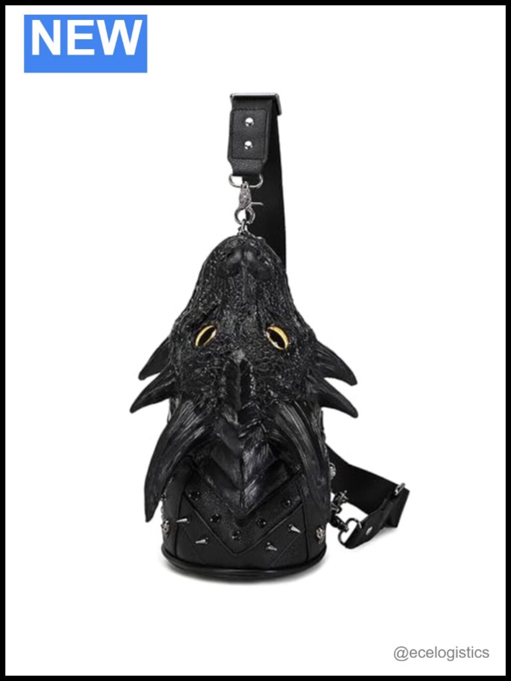 3D Dragon Head Crossbody Bag Steampunk Sling Purse PVC Removable Chain